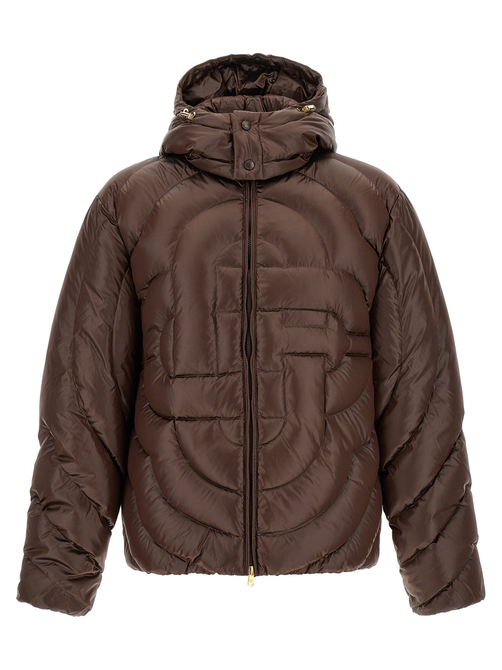 Braune Polyamid-Jacke in voller Länge