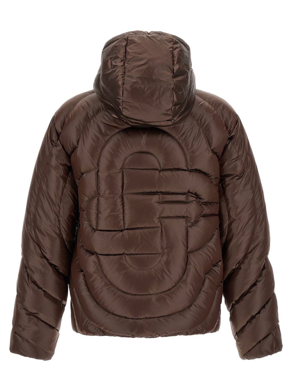 Braune Polyamid-Jacke in voller Länge