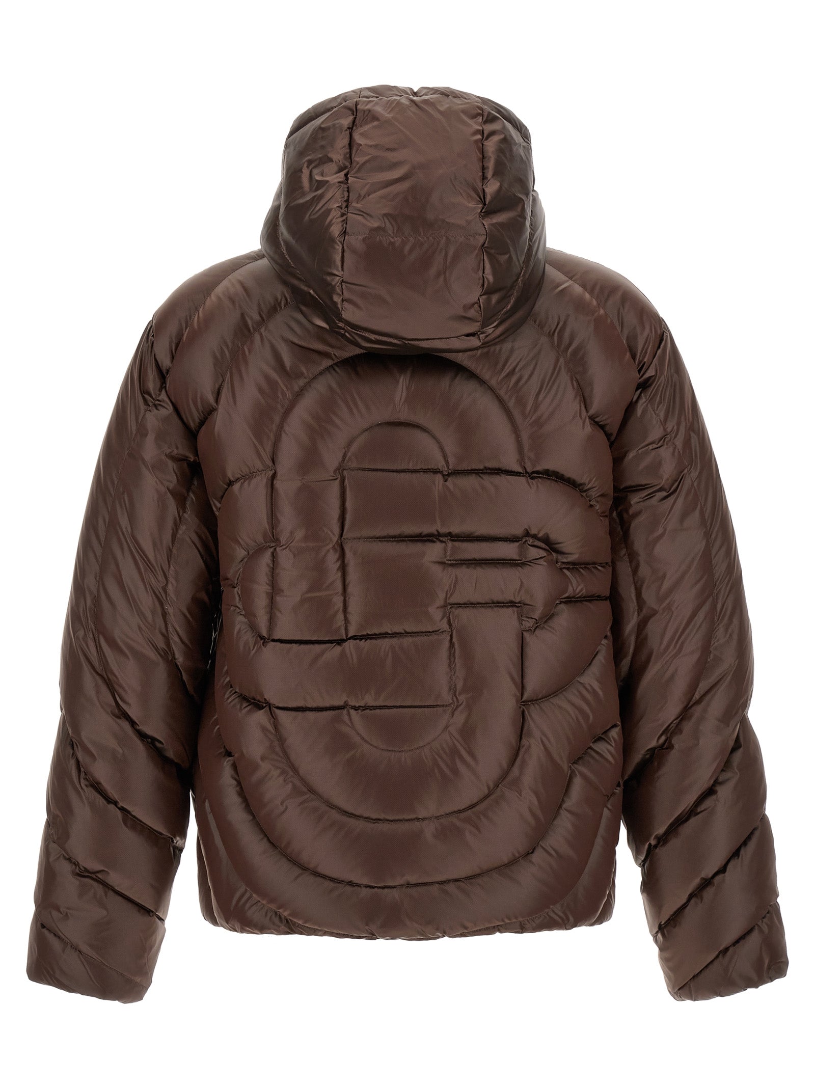 Braune Polyamid-Jacke in voller Länge