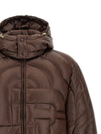 Braune Polyamid-Jacke in voller Länge