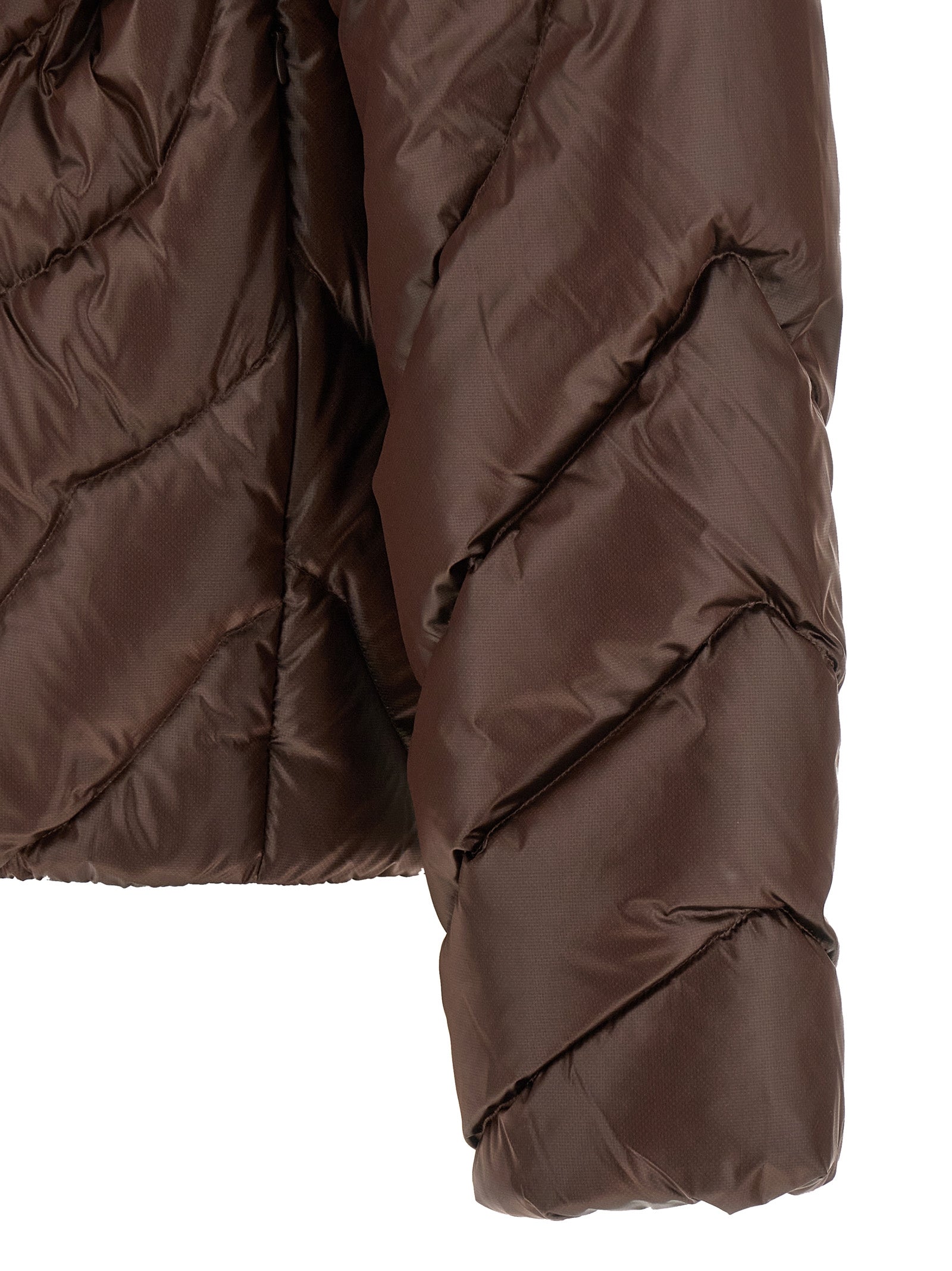 Braune Polyamid-Jacke in voller Länge