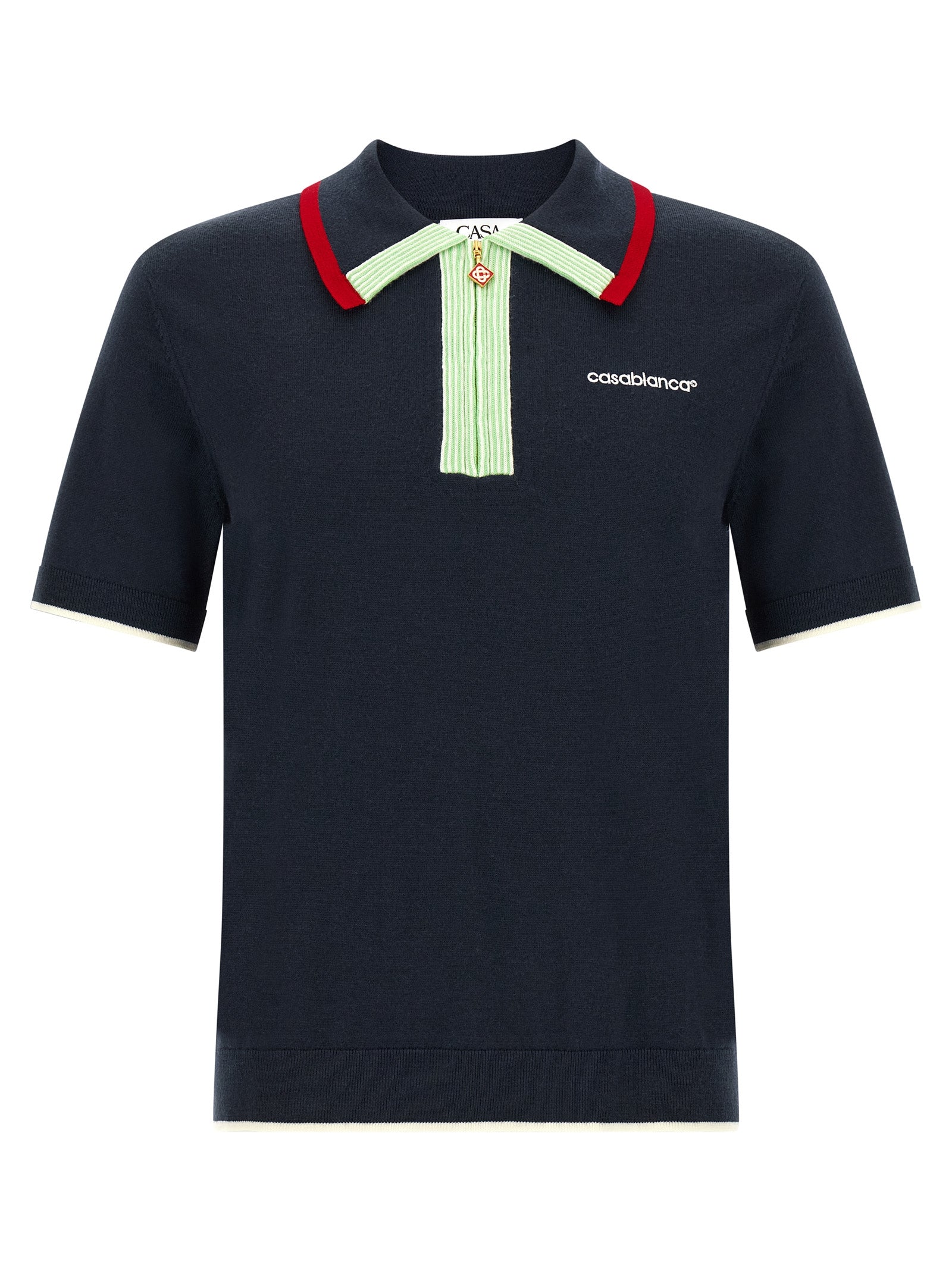 Blaues Woll-Poloshirt