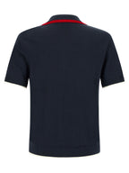 Blaues Woll-Poloshirt