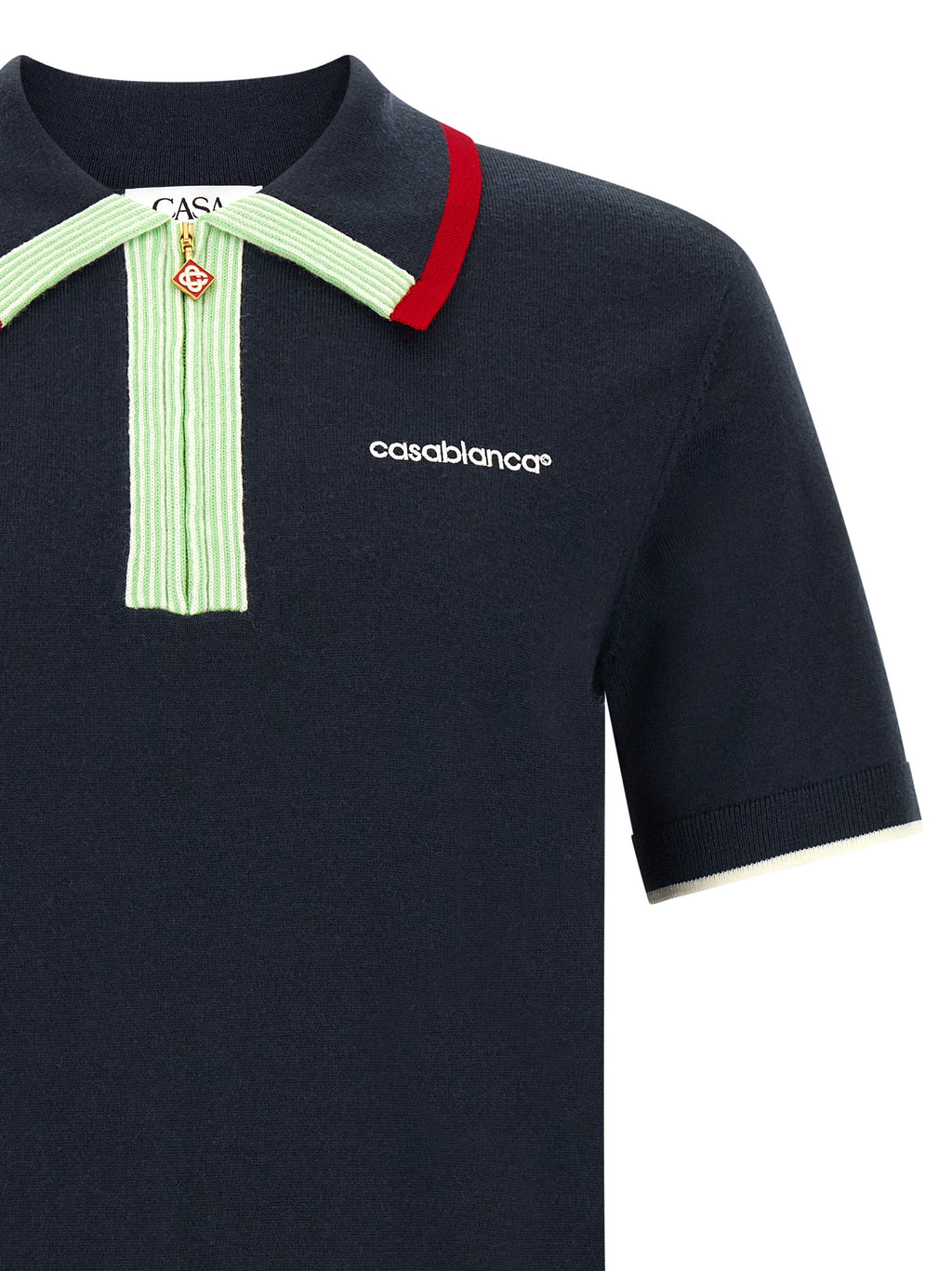 Blaues Woll-Poloshirt