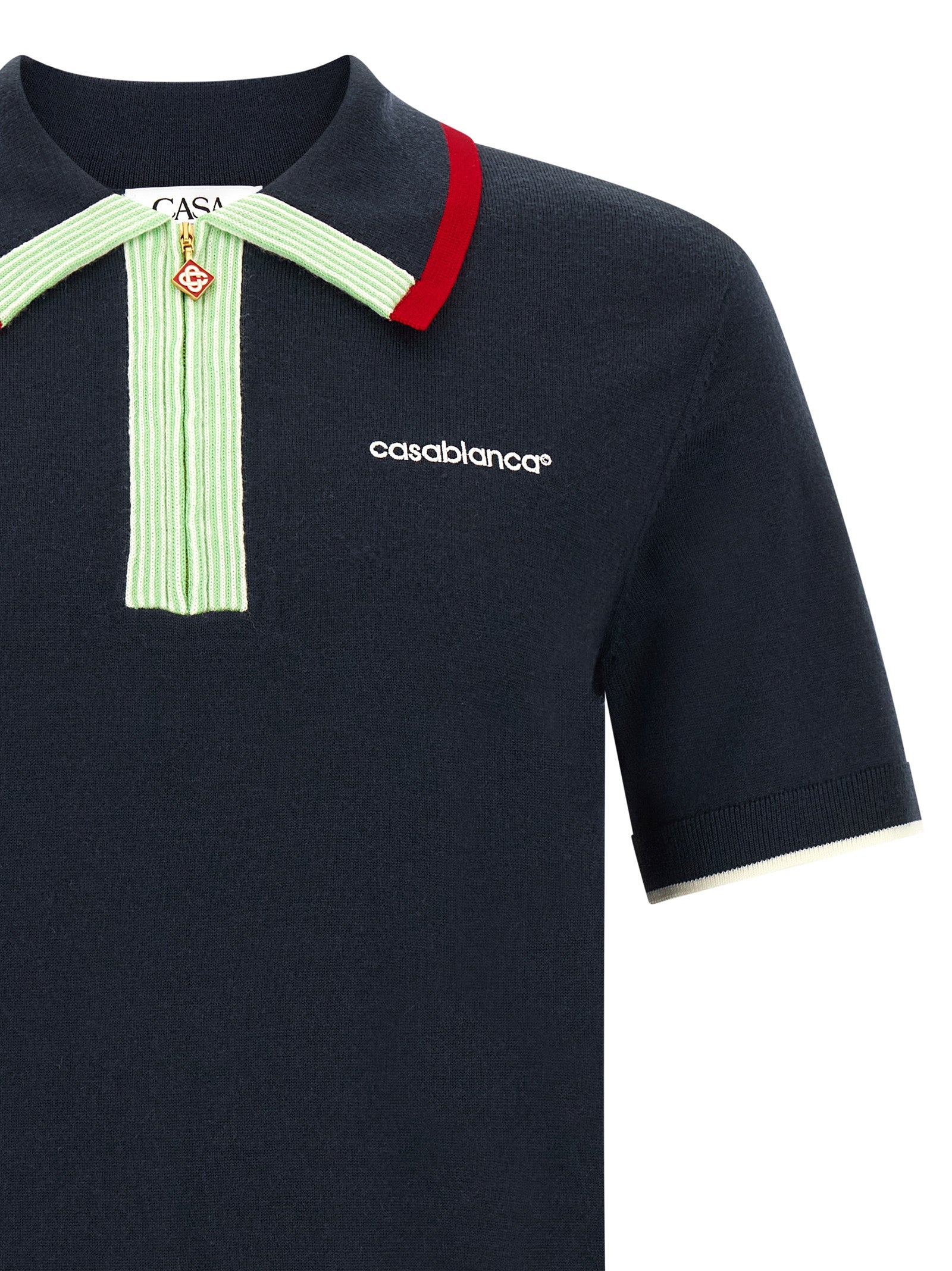 Blaues Woll-Poloshirt