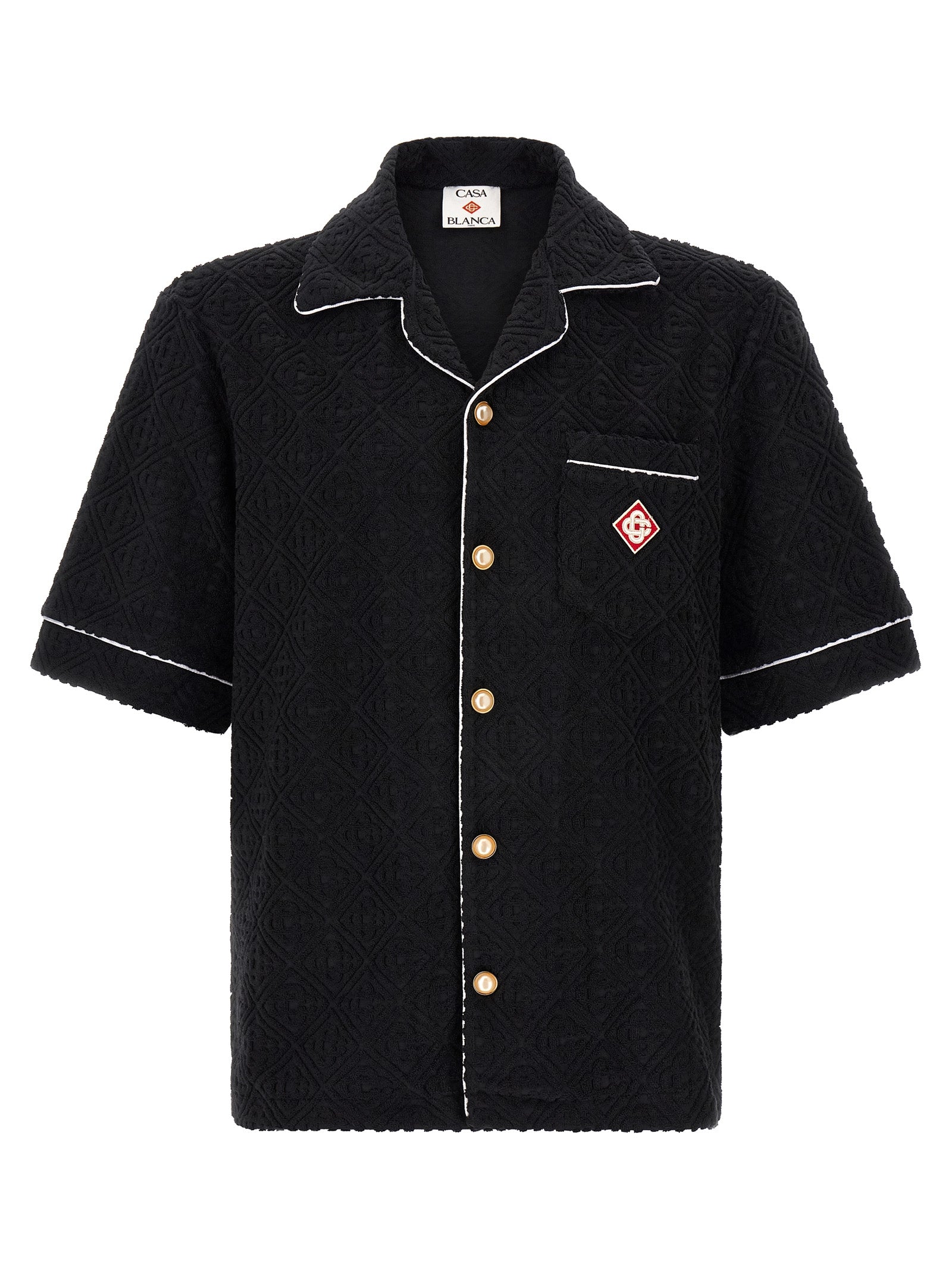 Schwarzes Baumwollhemd mit Muster
