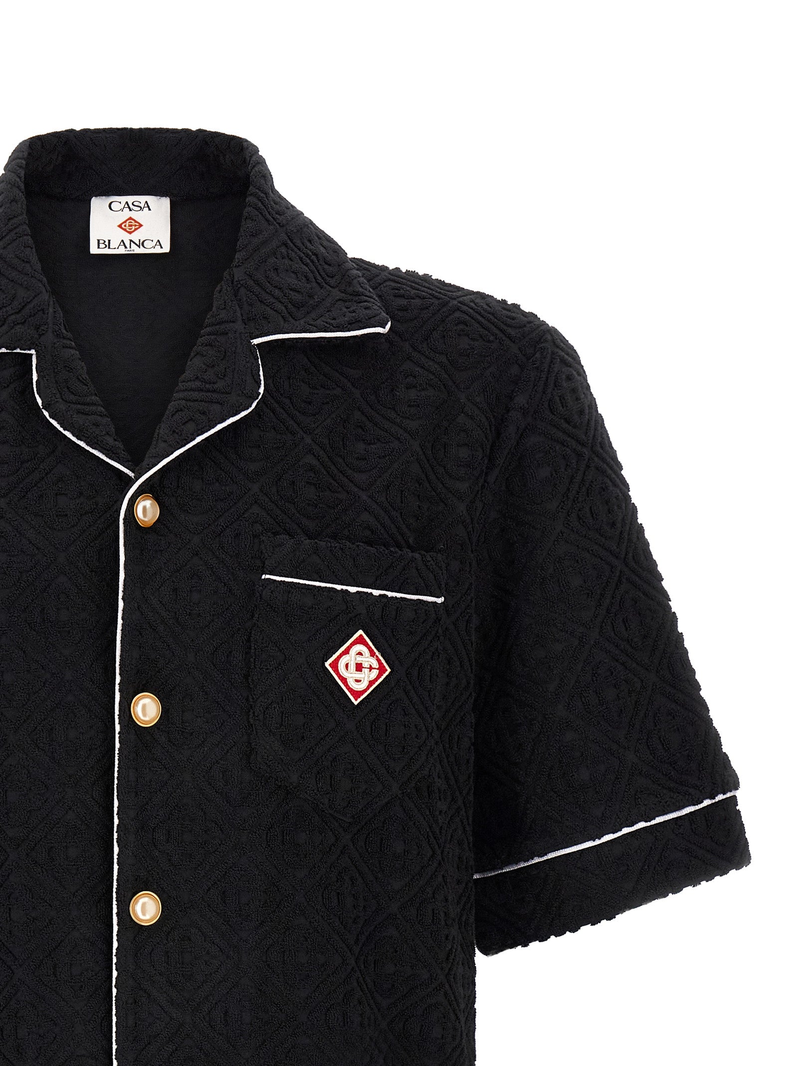 Schwarzes Baumwollhemd mit Muster
