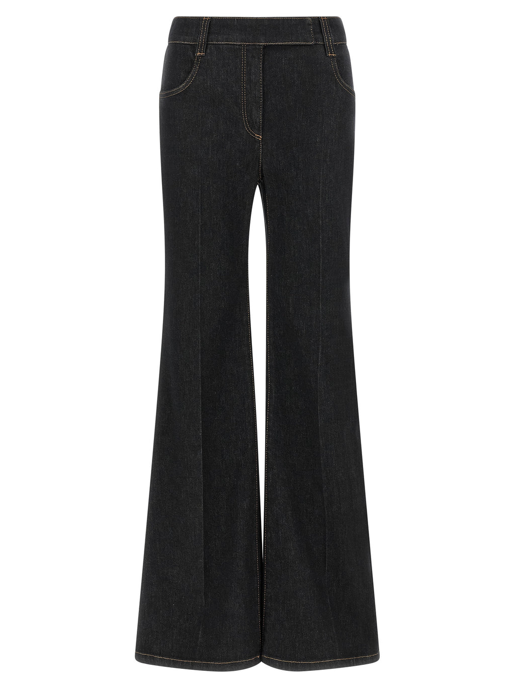 Blaue Baumwoll-Jeans mit ausgestelltem Bein