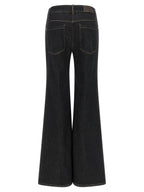 Blaue Baumwoll-Jeans mit ausgestelltem Bein