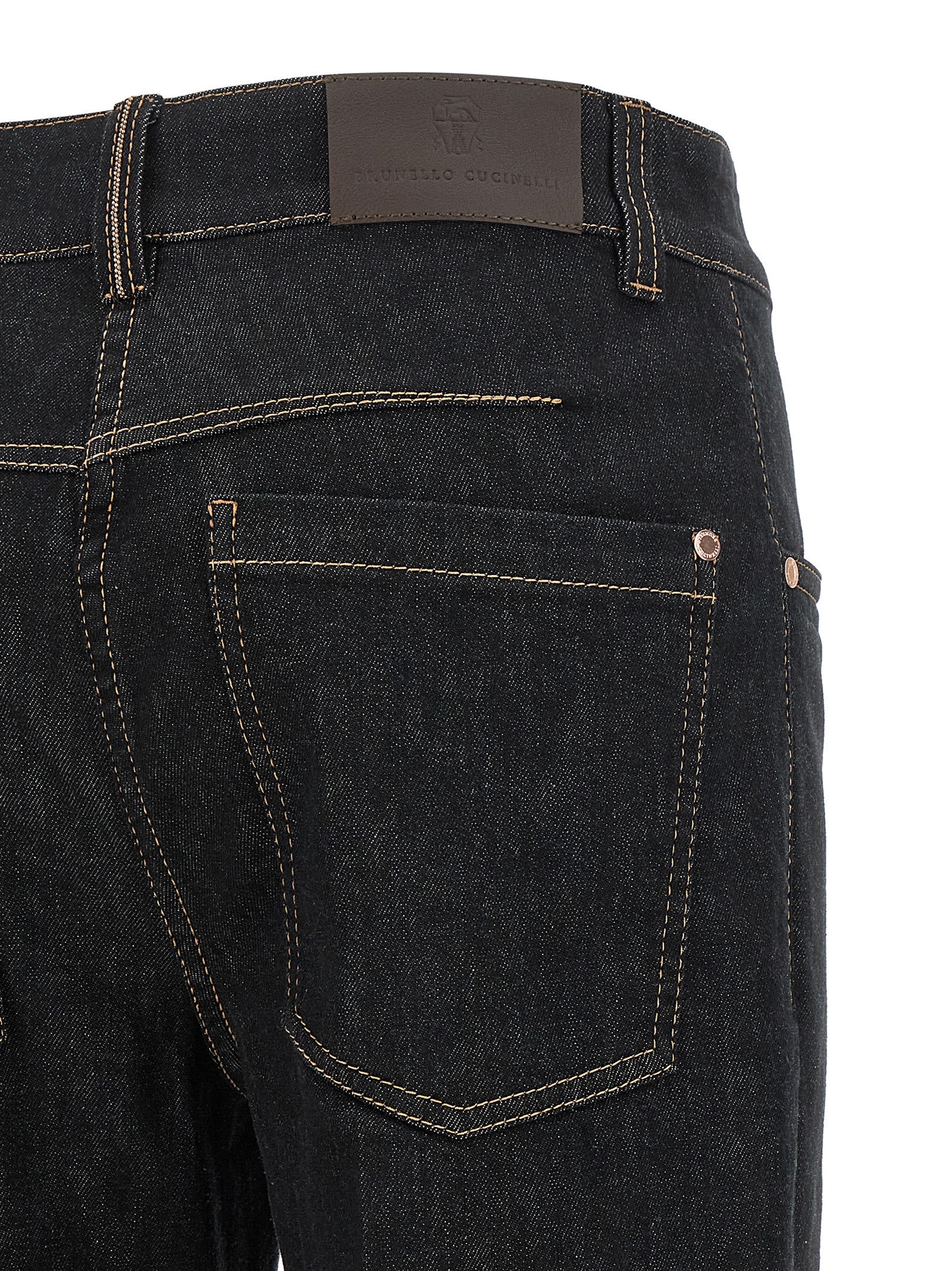 Blaue Baumwoll-Jeans mit ausgestelltem Bein