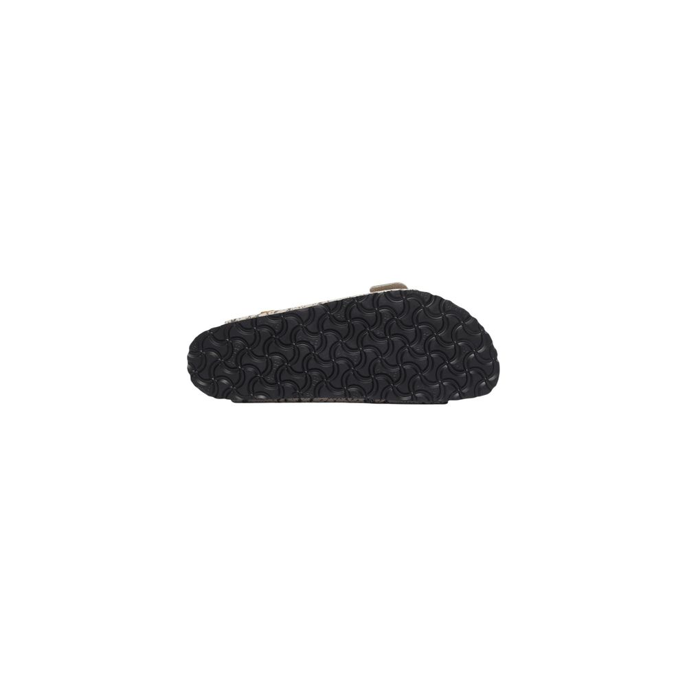 Graue Leder-Sandalen mit flachem Absatz