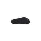 Graue Leder-Sandalen mit flachem Absatz