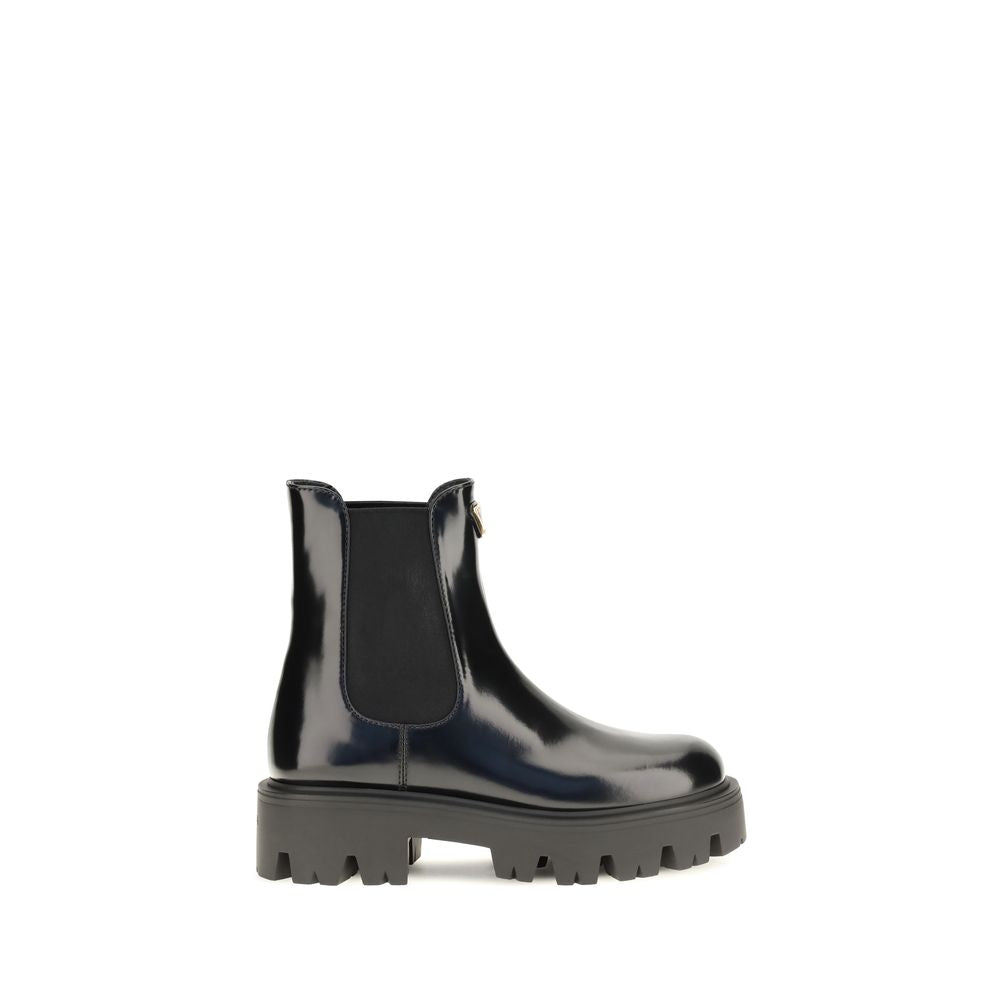 Schwarze Kalbshaut-Stiefeletten im Chelsea-Stil aus Bos Taurus-Leder