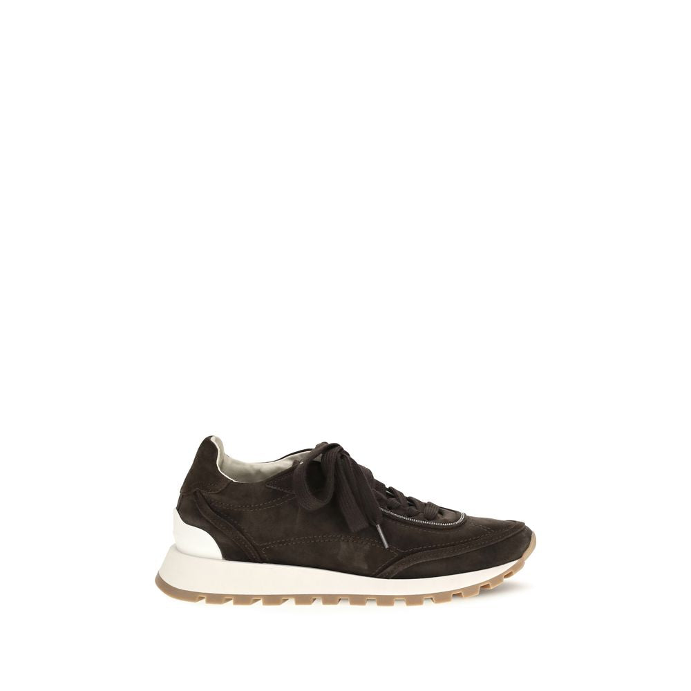 Braune Wildleder-Sneaker mit niedrigem Schaft