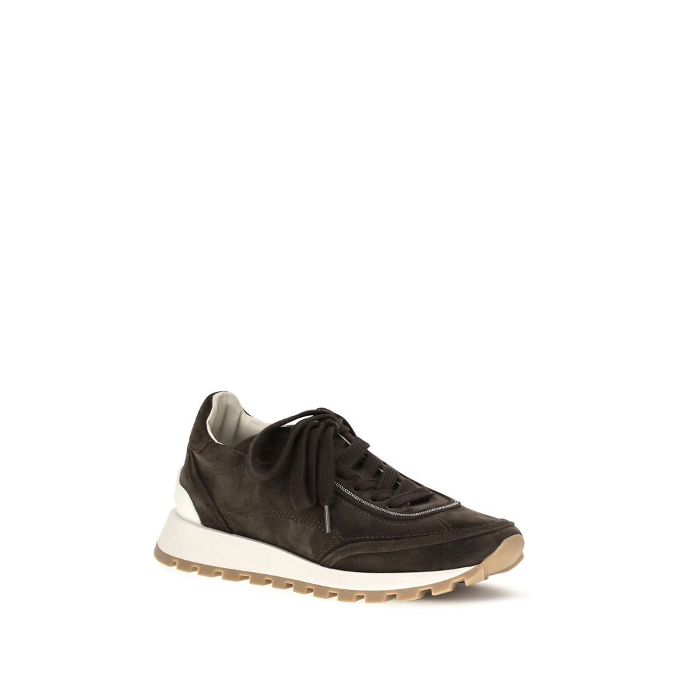 Braune Wildleder-Sneaker mit niedrigem Schaft