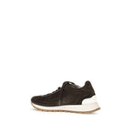Braune Wildleder-Sneaker mit niedrigem Schaft
