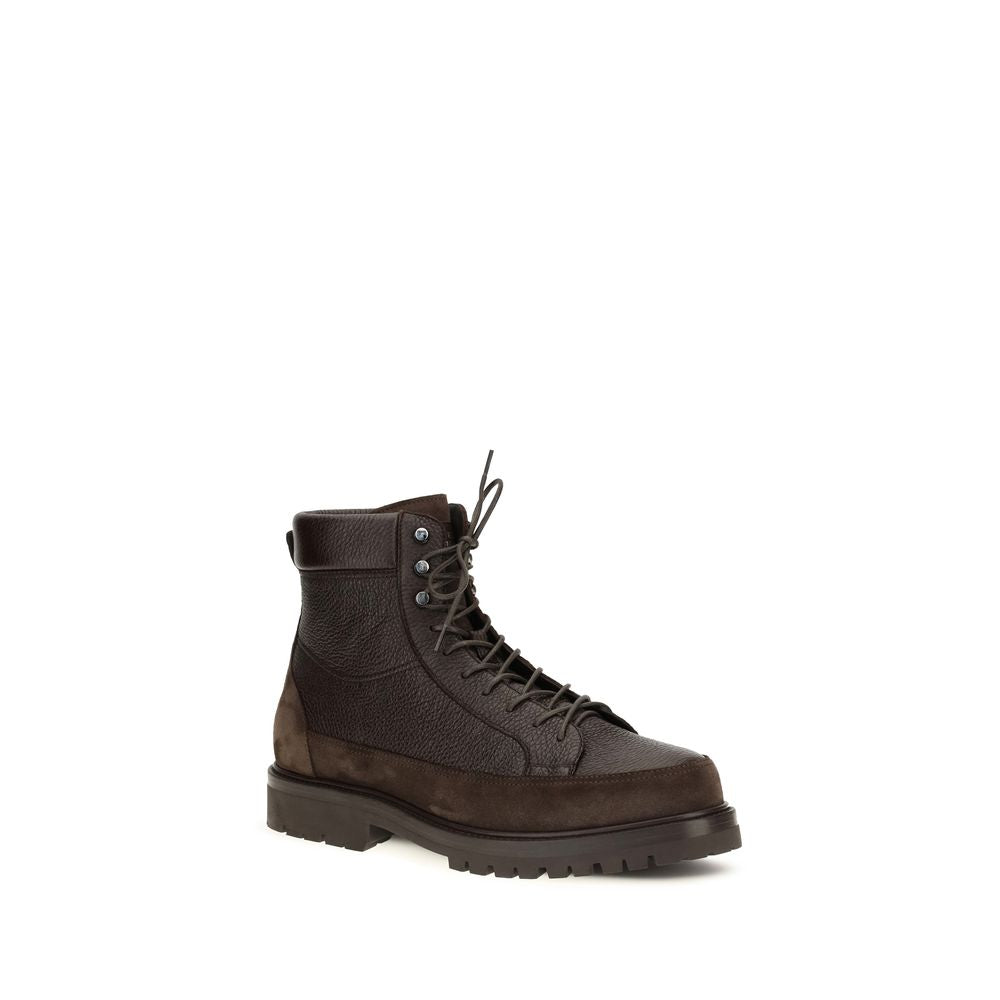 Braune Schnürstiefel aus Hirschleder