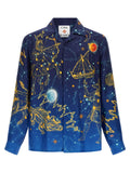 Blaue Seidenbluse
