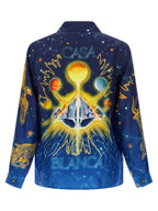 Blaue Seidenbluse