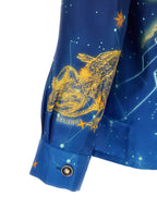 Blaue Seidenbluse