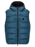 Blaue Polyamid-Jacke in voller Länge