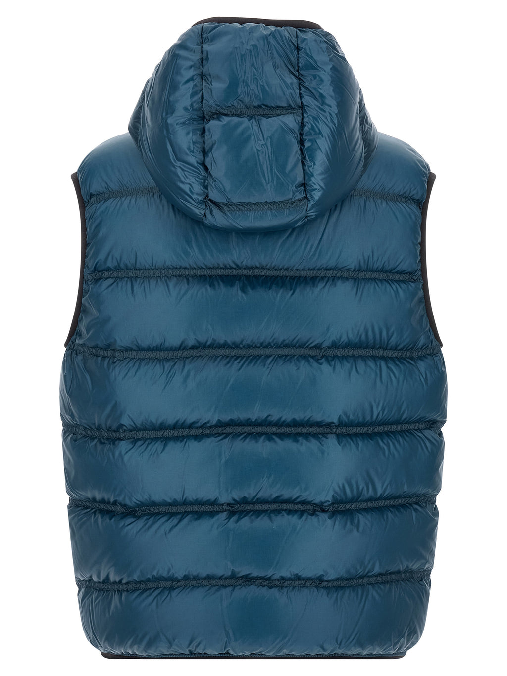 Blaue Polyamid-Jacke in voller Länge
