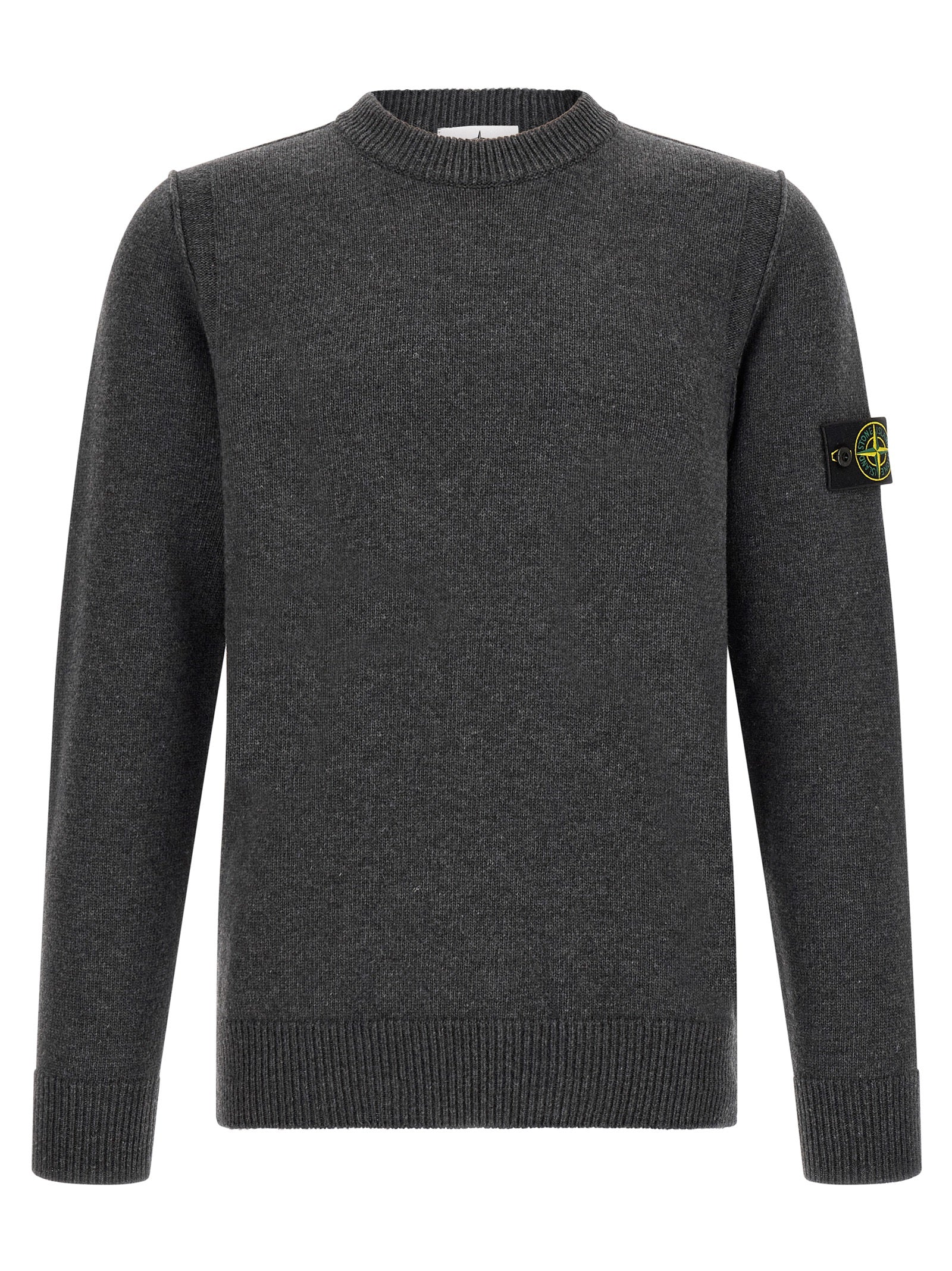 Grauer Cardigan aus reiner Schurwolle Stone Island