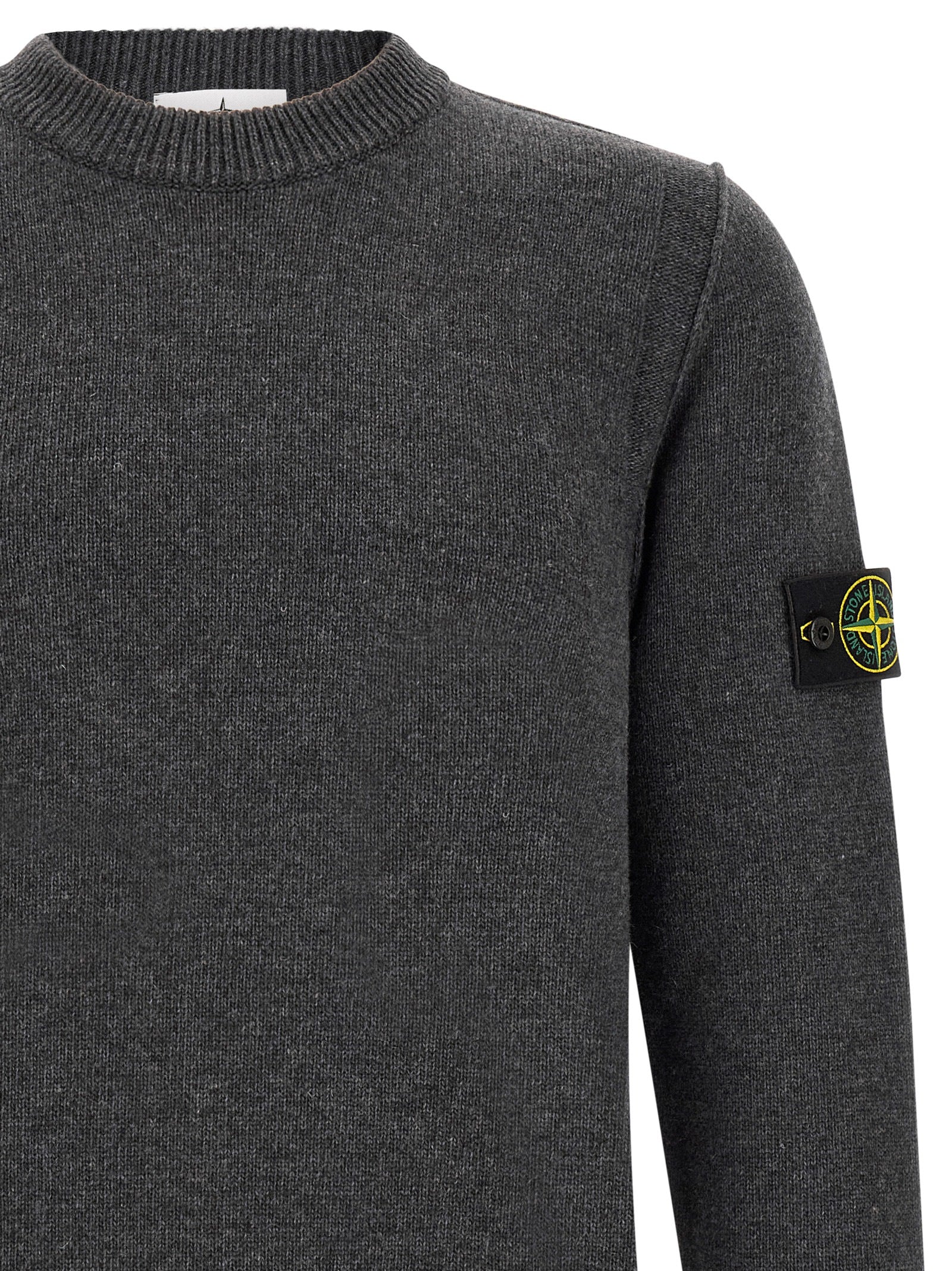 Grauer Cardigan aus reiner Schurwolle Stone Island