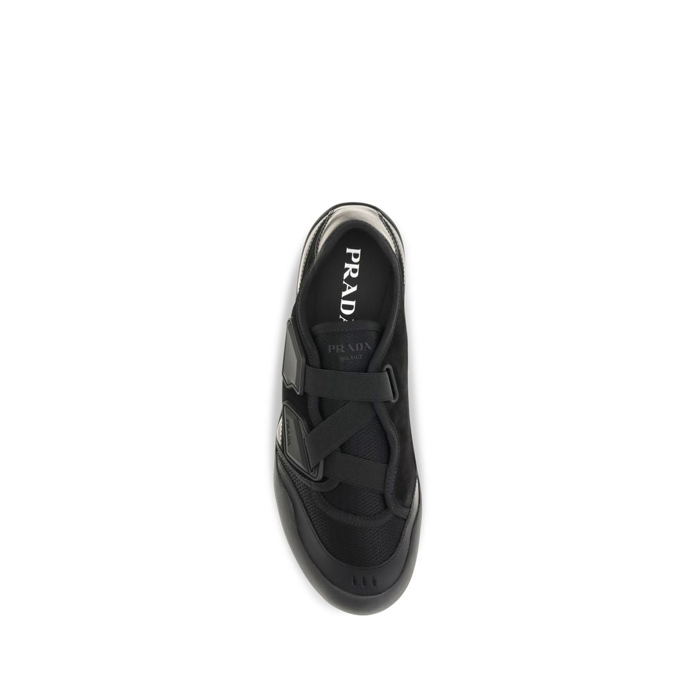 Schwarze Low-Top-Sneaker aus Nylon