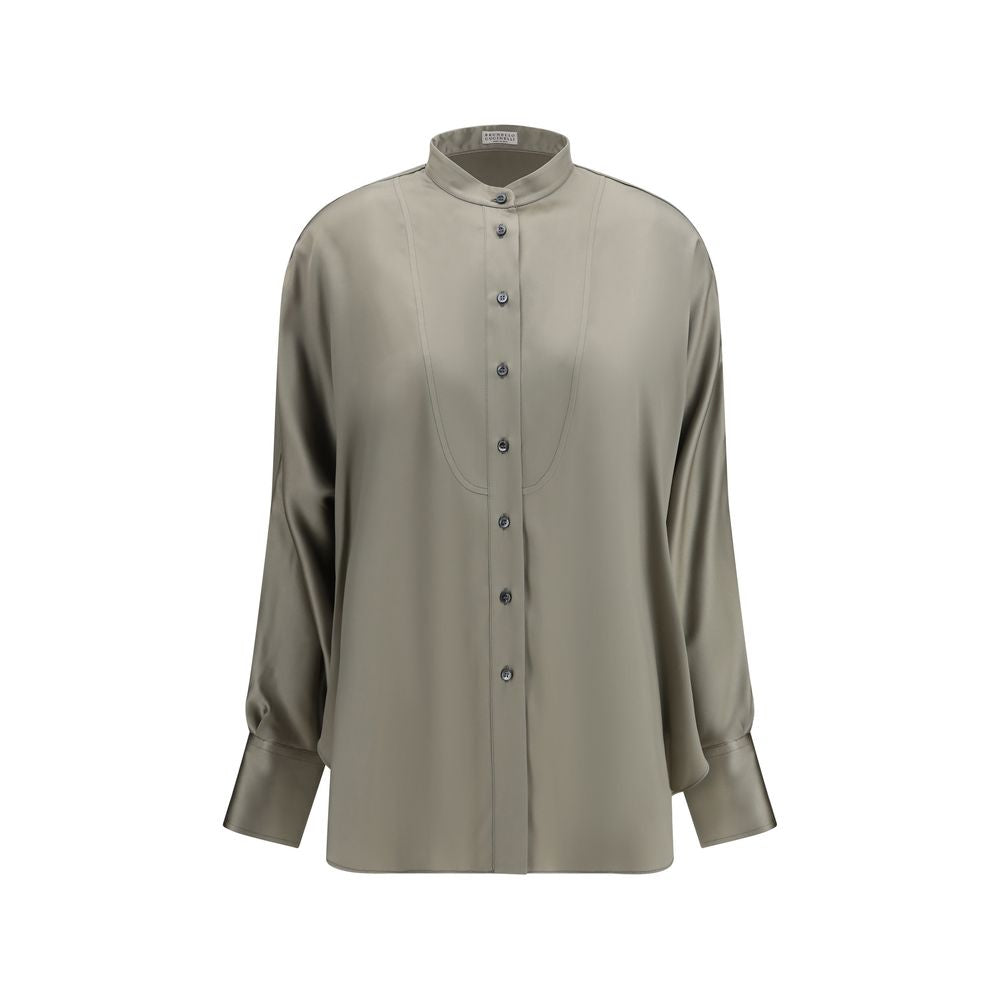 Zweifarbige Seidenbluse