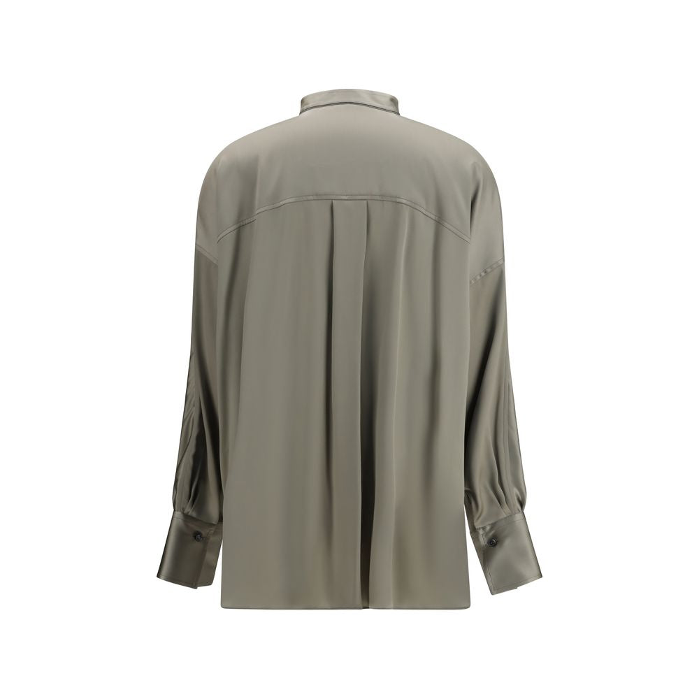Zweifarbige Seidenbluse