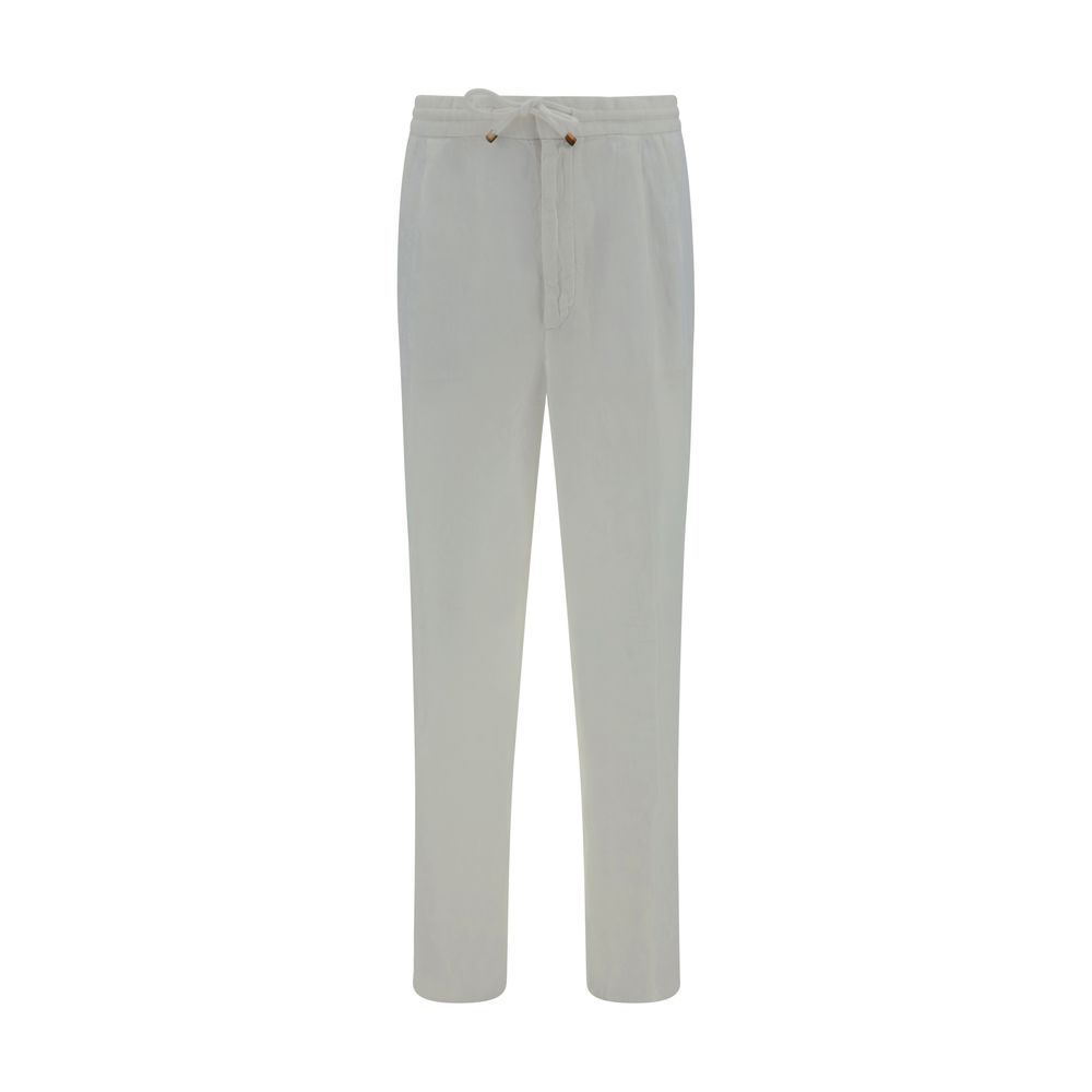 Weiße Leinen-Freizeithose