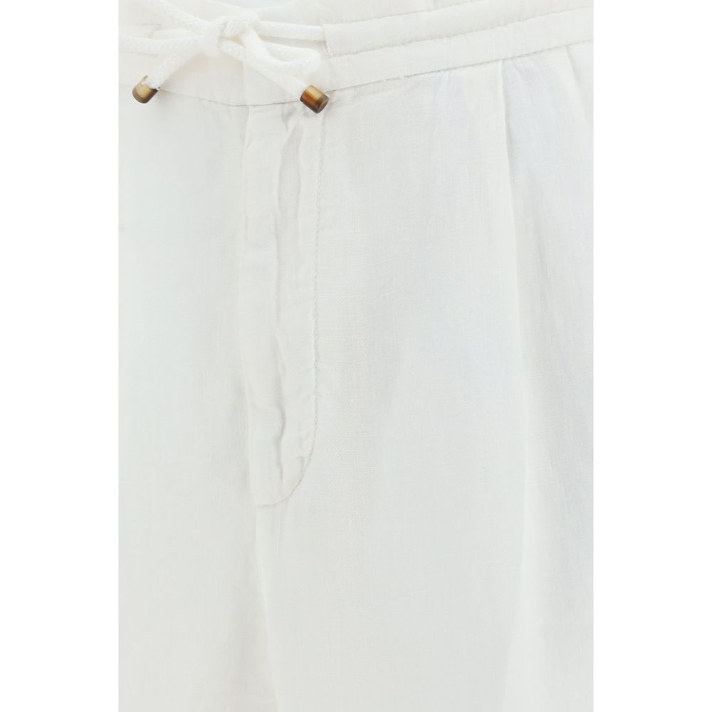 Weiße Leinen-Freizeithose