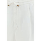 Weiße Leinen-Freizeithose
