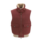 Ärmellose Weste aus Lammwolle Bordeaux Oves Aries Brunello Cucinelli