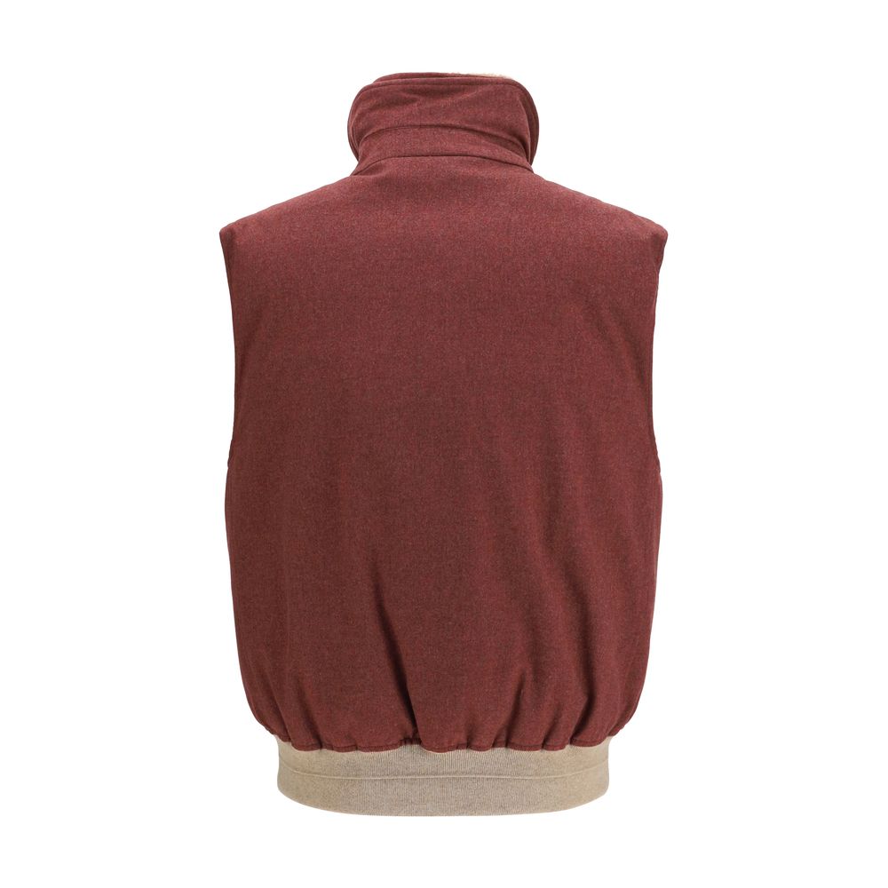 Ärmellose Weste aus Lammwolle Bordeaux Oves Aries Brunello Cucinelli