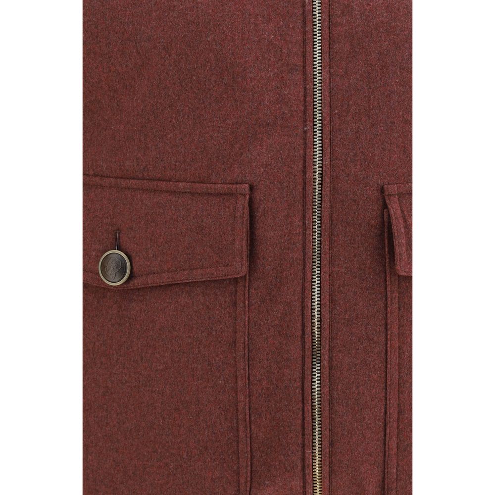 Ärmellose Weste aus Lammwolle Bordeaux Oves Aries Brunello Cucinelli