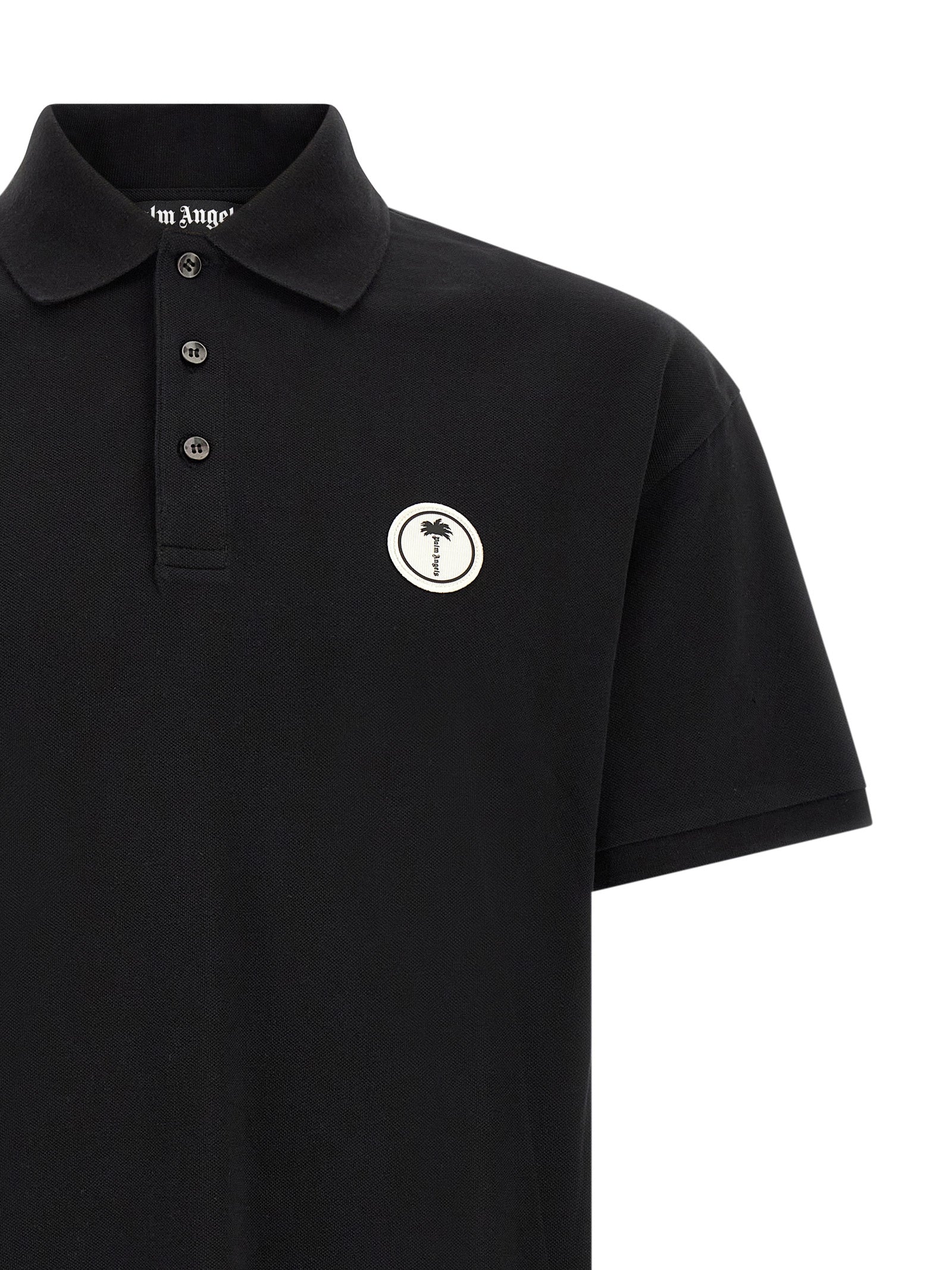 Schwarzes Baumwoll-Poloshirt