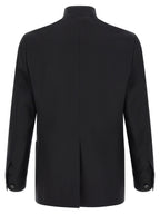 Schwarze Kaschmir-Jacke in voller Länge