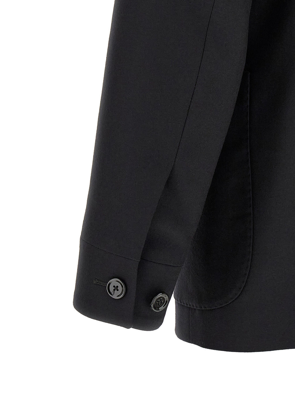Schwarze Kaschmir-Jacke in voller Länge