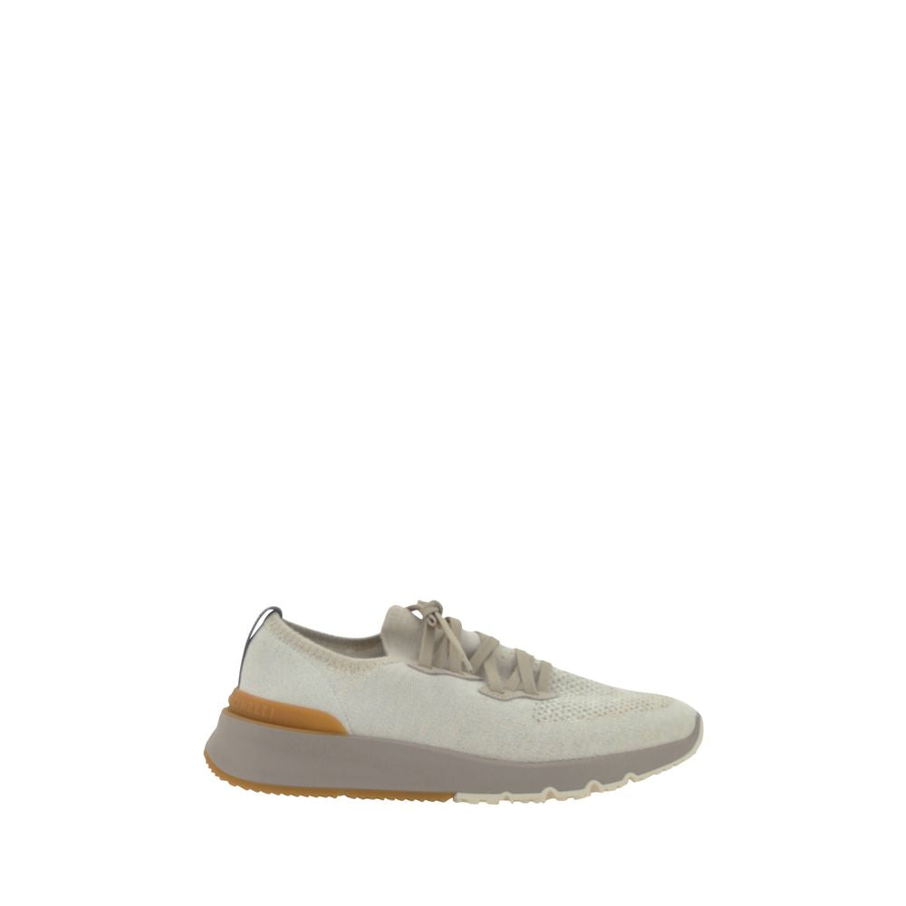 Weiße Sneaker aus Baumwolle im Athletic-Look