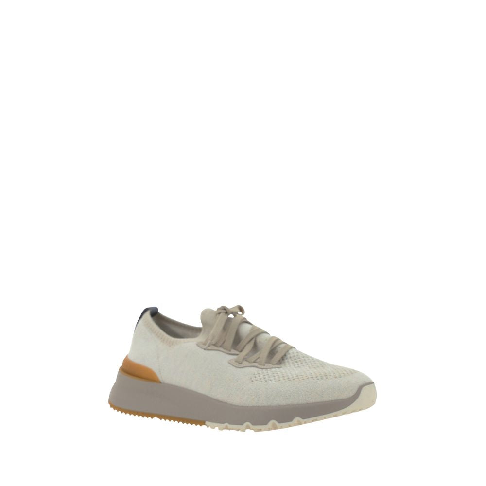 Weiße Sneaker aus Baumwolle im Athletic-Look