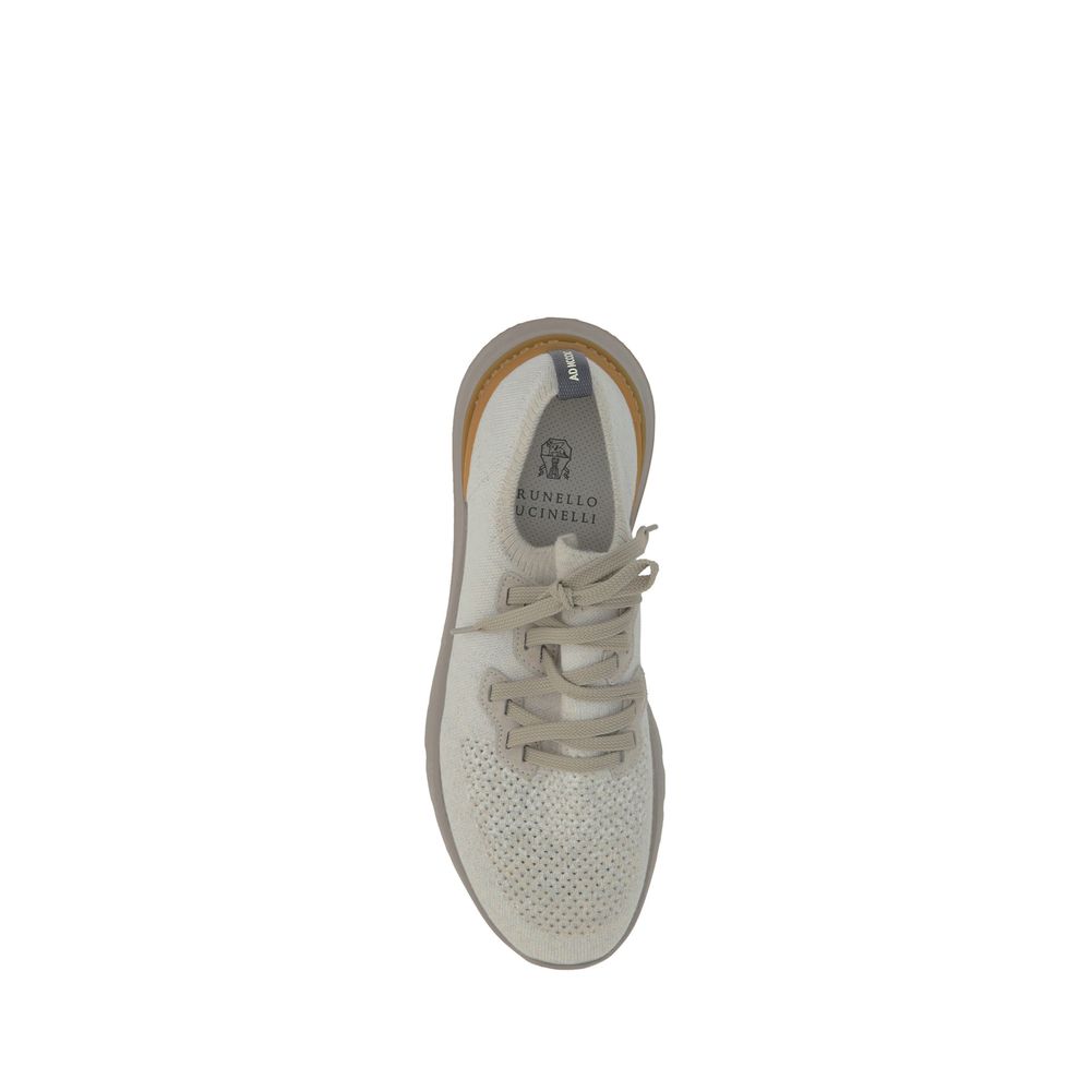 Weiße Sneaker aus Baumwolle im Athletic-Look