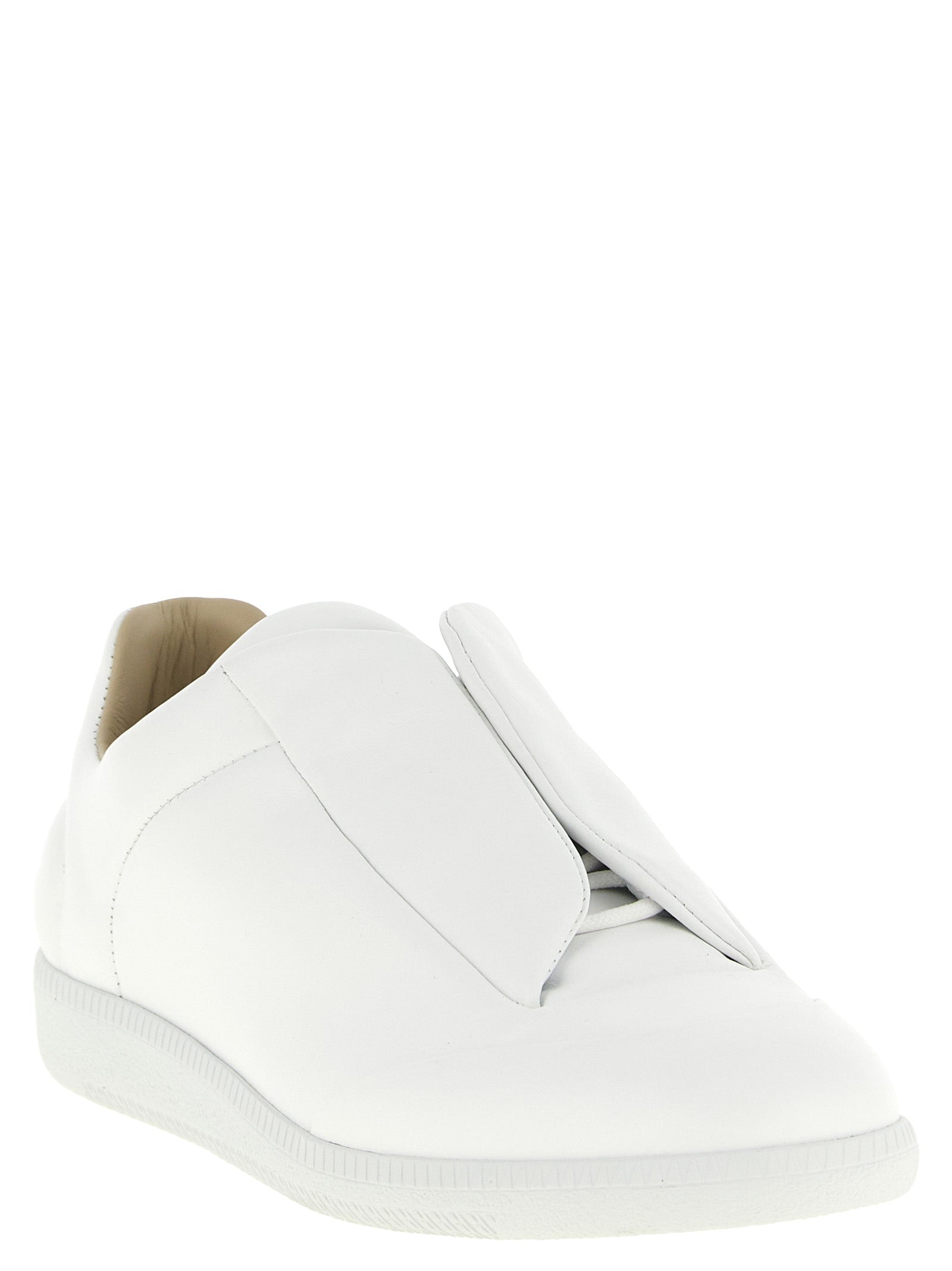 Weiße Kalbsleder Low-Top-Sneaker