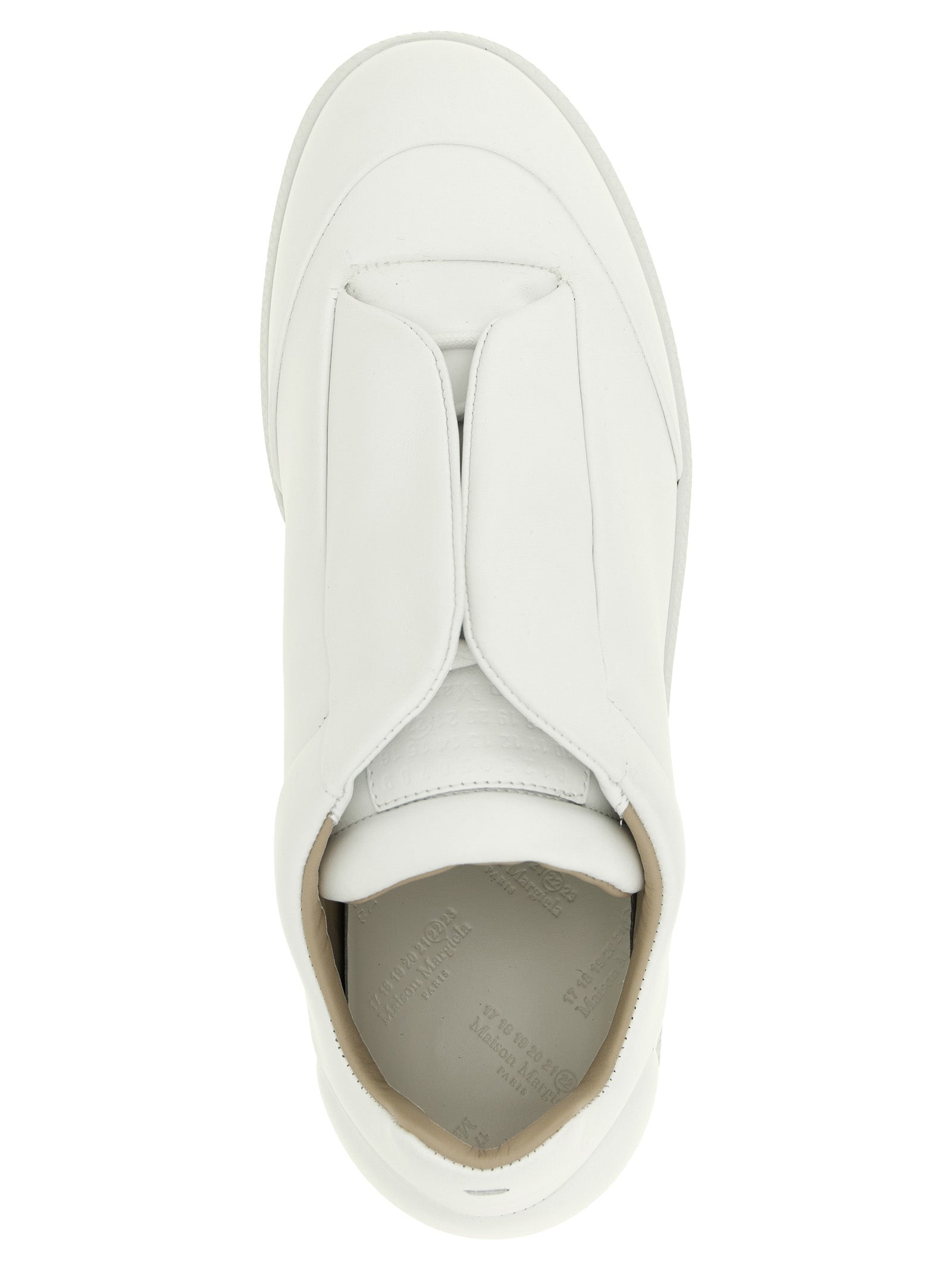 Weiße Kalbsleder Low-Top-Sneaker