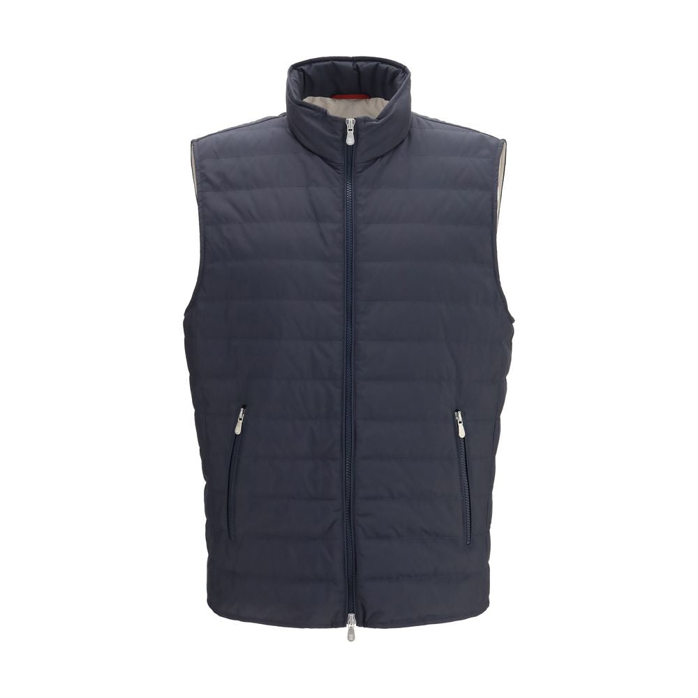 Ärmellose blaue Jacke aus Polyester