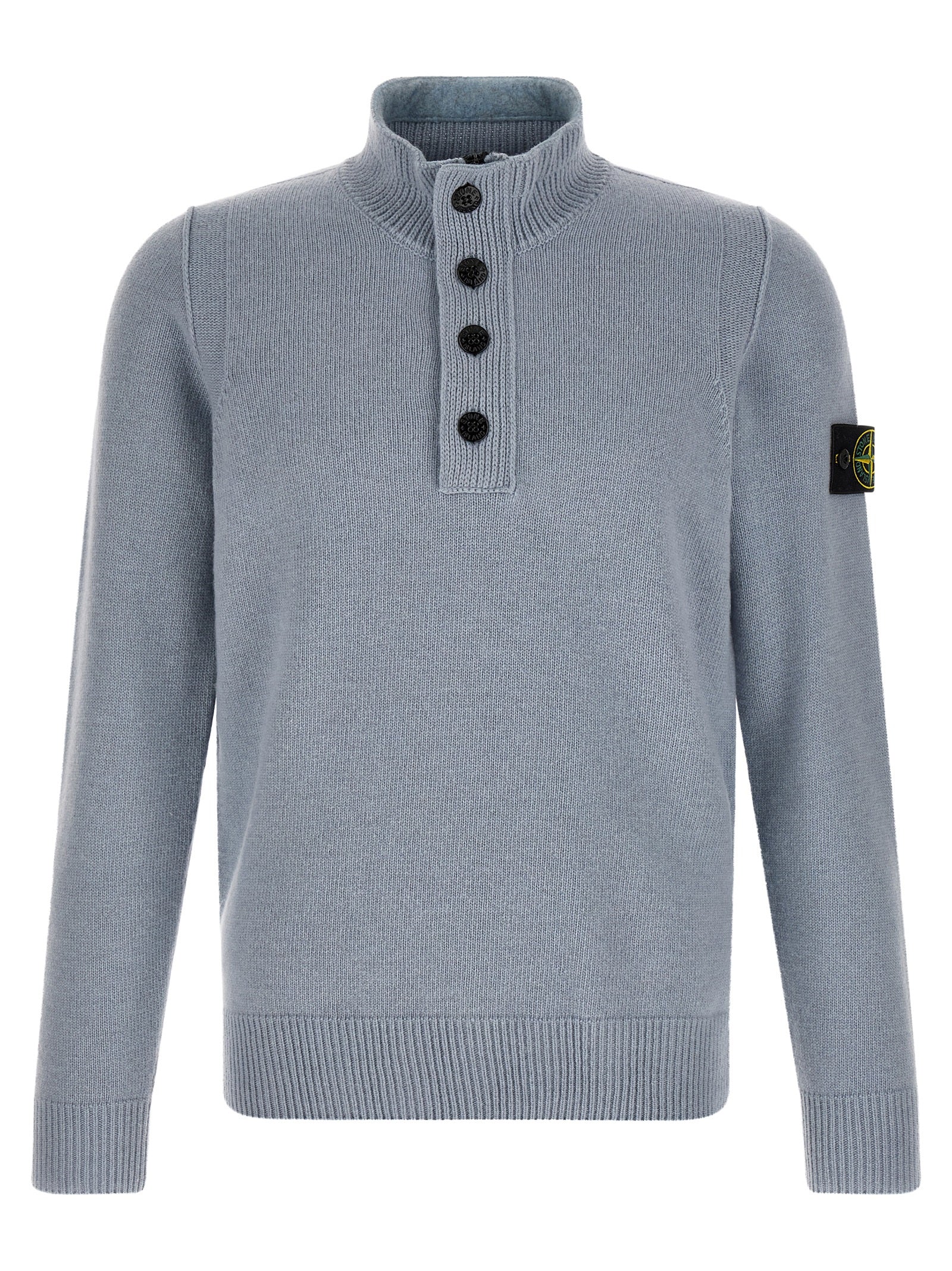 Blaue Strickjacke aus Wolle