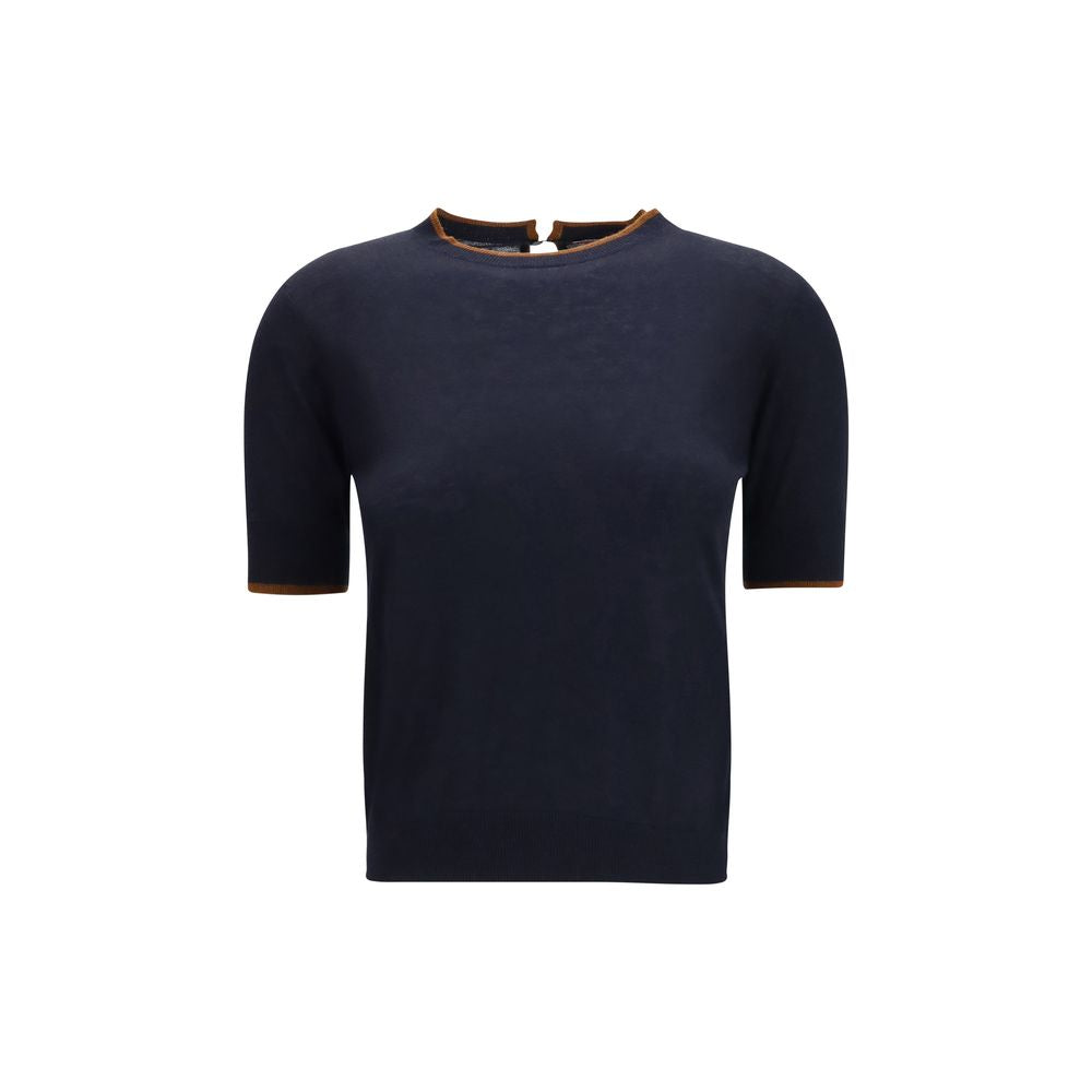 Blaues Seiden-T-Shirt