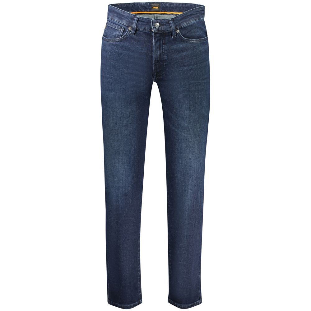Blaue Straight-Leg-Jeans aus Baumwolle