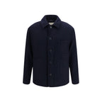 Blaue Jacke aus Wolle Oves Aries in voller Länge